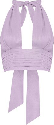 Avenue 8 Linen Draped Crop Top - Lilac