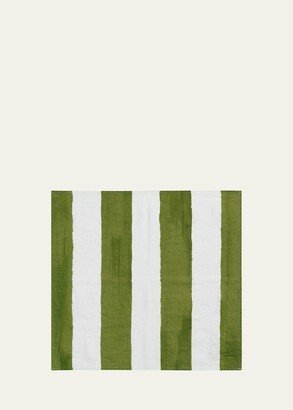 Avocado Green Stripe Napkins, 20 Square