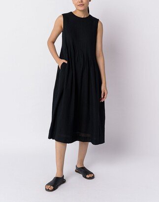 World of Crow Black Cotton Minimal Dress