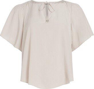 Flutter-Sleeve Silk Blouse