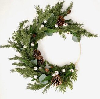 Christmas Winter Eucalyptus Wreath For Front Door With Pinecones & Frosted Berries