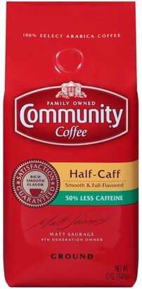 Community Coffee Half Caff Medium-Dark Roast Premium Ground Coffee, 12 Oz - 6 Pack