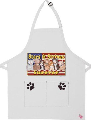 Cats Patriotic Furever Apron Two Pocket Bib With Adj Neck