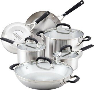 10pc Stainless Steel Cookware Set Light Silver
