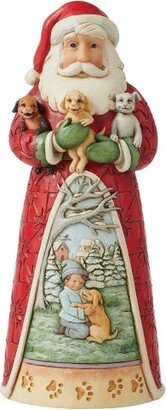 Jim Shore Dog Days Of Christmas - One Figurine 9 Inches - Santa With Puppies - 6010825 - Resin - Red