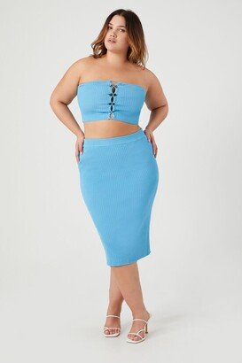 Women's Tube Top & Skirt Set in Blue, 1X