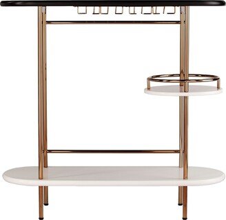 Southern Enterprises 40 Black and White Contemporary Bar Table with Glassware Storage