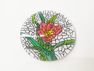 Glass Handpainted Round Coaster - Hibiscus, Mirror