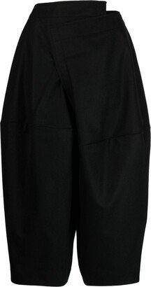 Asymmetric Wide-Leg Cropped Trousers