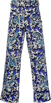 Floral-Print Straight-Leg Trousers-AB