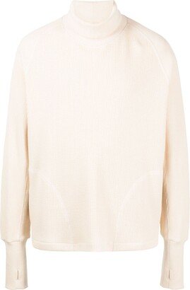 High-Neck Waffle-Knit Jumper-AA