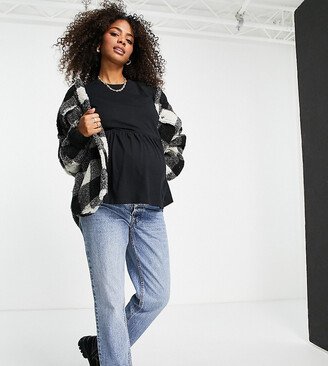 Maternity oversized casual smock top in black