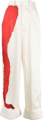 Illustration-Print Straight Trousers