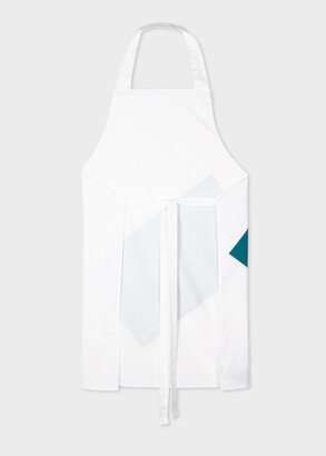 White and Teal Color Block Cotton Apron