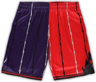 Men's Purple, Red Toronto Raptors Big and Tall Hardwood Classics Split Swingman Shorts - Purple, Red