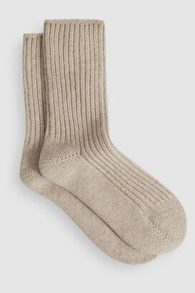 Oatmeal Carmen Wool Blend Ribbed Socks
