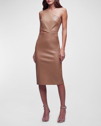 Aliyah Faux Leather Cutout Midi Dress