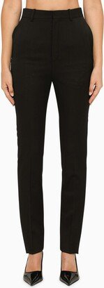 Regular Black Wool Trousers-AB