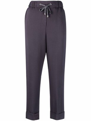 Elasticated-Waist Tapered Trousers-AB