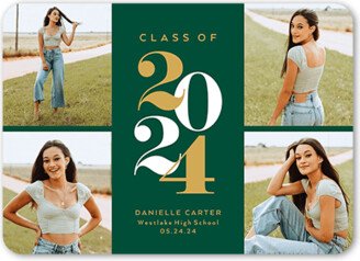 Graduation Announcements: School Spirit Graduation Announcement, Green, 5X7, Matte, Signature Smooth Cardstock, Rounded