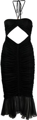 Cut-Out Pleated Midi Dress-AA