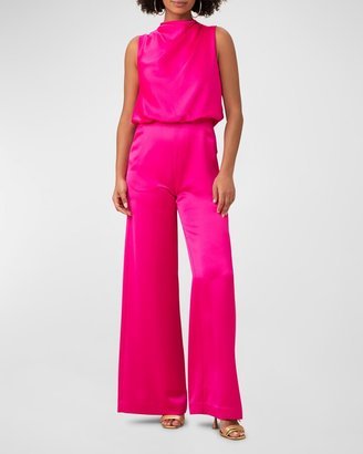 Bleecker Draped Wide-Leg Satin Jumpsuit