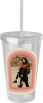 Travel Mugs: Bold Arch Peek-A-Boo Acrylic Tumbler With Straw, 16Oz, Gray