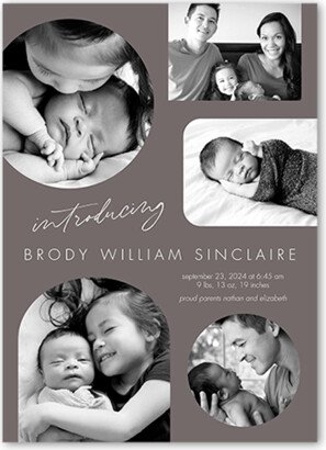 Birth Announcements: Classic Scrapbook Birth Announcement, Grey, 5X7, Luxe Double-Thick Cardstock, Square