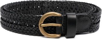 Interwoven-Design Leather Belt