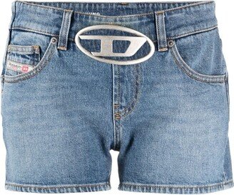 Logo Plaque Denim Shorts