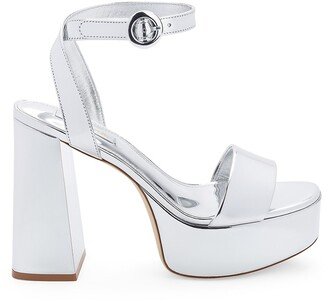 Dolly Metallic Leather Platform Ankle-Strap Sandals