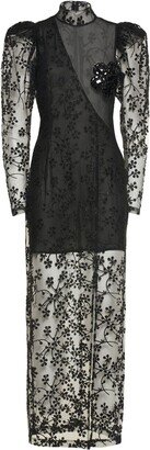 Theresa pearl mesh lace midi dress