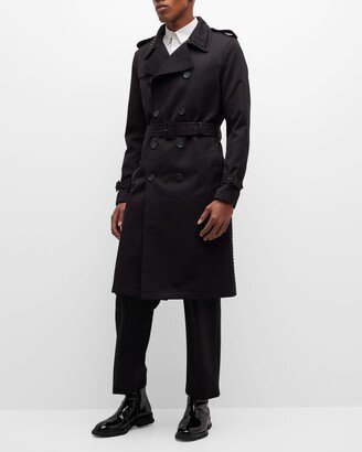 Men's Trench Coat with Rockstud Collar