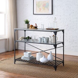 GEROJO Kitchen Island Kitchen Storage Black Concrete Finish