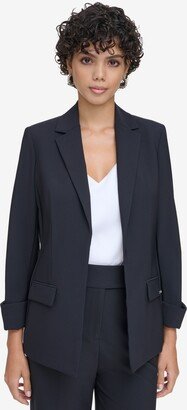 Petite Notched Collar Open-Front Blazer