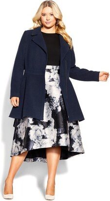 Women's Plus Size Hi Lo Frill Coat - - 16W