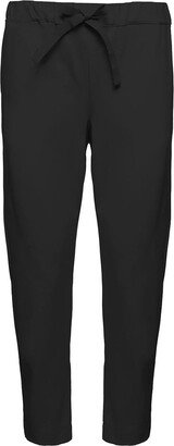 'Roma' Black Jogger Pants with Drawstring in Viscose Blend Woman