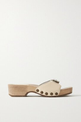 Net Sustain + Scholl Buckled Leather Clogs - Cream