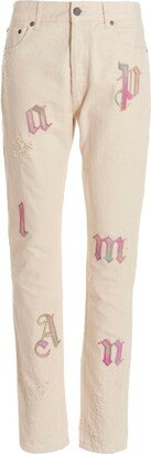 Logo Patch Straight Leg Jeans-BB