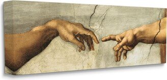 Hands of The Creation of Adam Religious Painting Extra Large Stretched Canvas Wall Art, 17 x 40