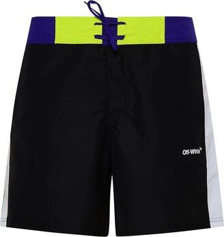 Logo Printed Drawstring Swim Shorts-AN