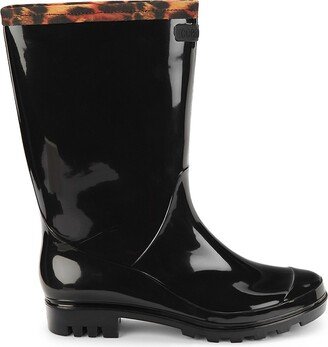 Roberto Women's Faux Leather Mid Calf Rain Boots