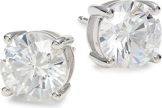 Platinum-Plated Sterling Silver & Simulated Diamond Stud Earrings
