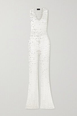 Nirvana Sequined Crochet-knit Jumpsuit - White