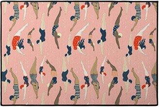 Door Mats: Lady Divers - Pink Door Mat, Pink