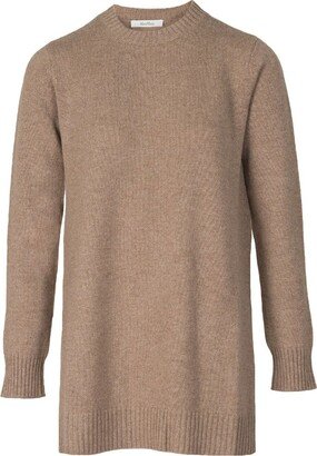 Side Slit Detail Crewneck Knitted Jumper-AA