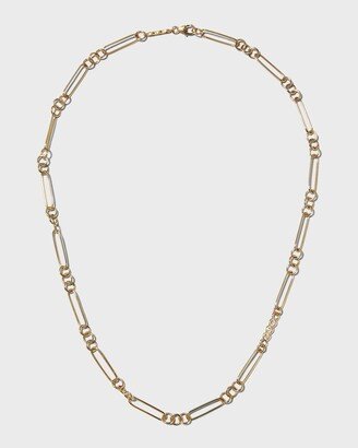 Yellow Gold Oval-Link Chain Necklace with Diamond Section