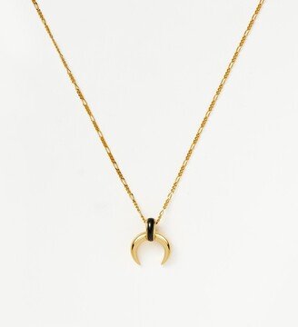 Lucy Williams Black Onyx Horn Pendant Necklace | 18ct Gold Plated Vermeil/Black Onyx