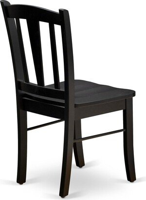 Dining Set - A Round Table and Wooden Dining Chairs with Slatted Back - Black & Cherry Finish