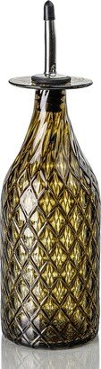Manzanilla Diamond Cut Bottle | Handblown Glass Olive Oil Soap Massage Vinegar Bar Accessories Gift